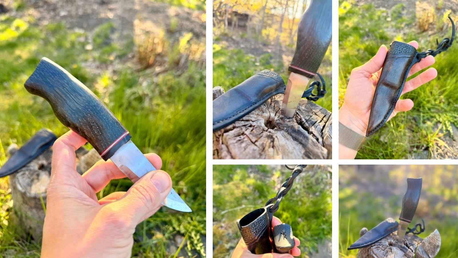 Handgjord jaktkniv i kolstål