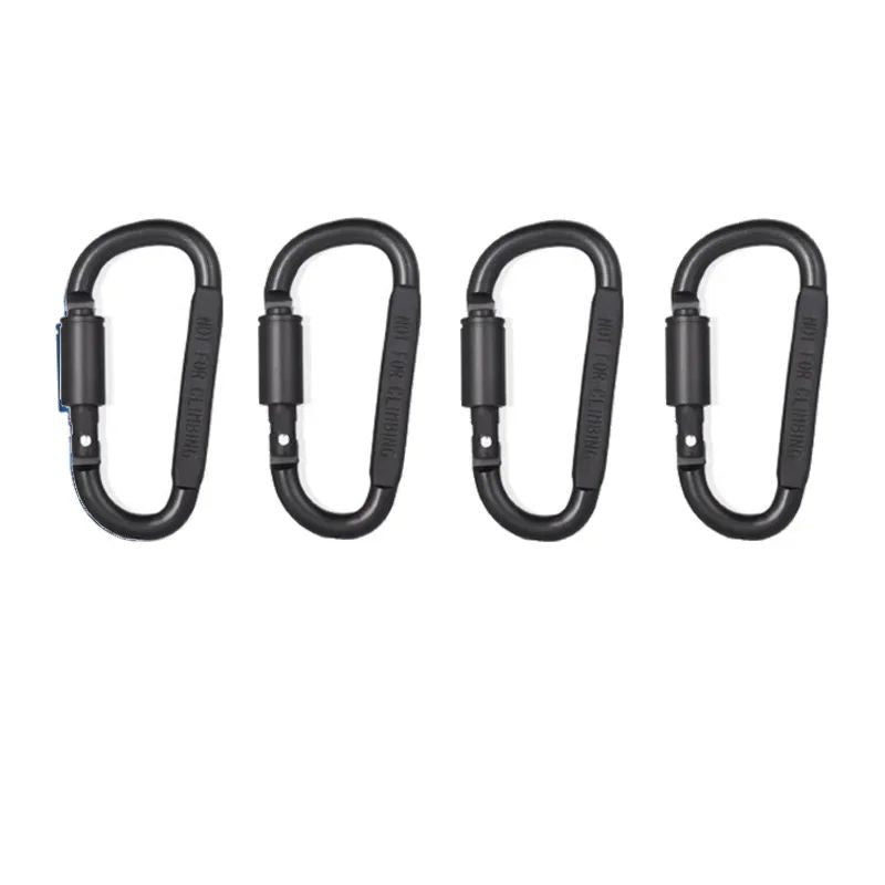 4-pack svarta karbinhakar med lås